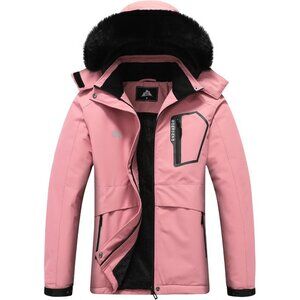 Women's Baby Pink Snowboarding Waterproof Snow Ski Jacket Coat Style Winter